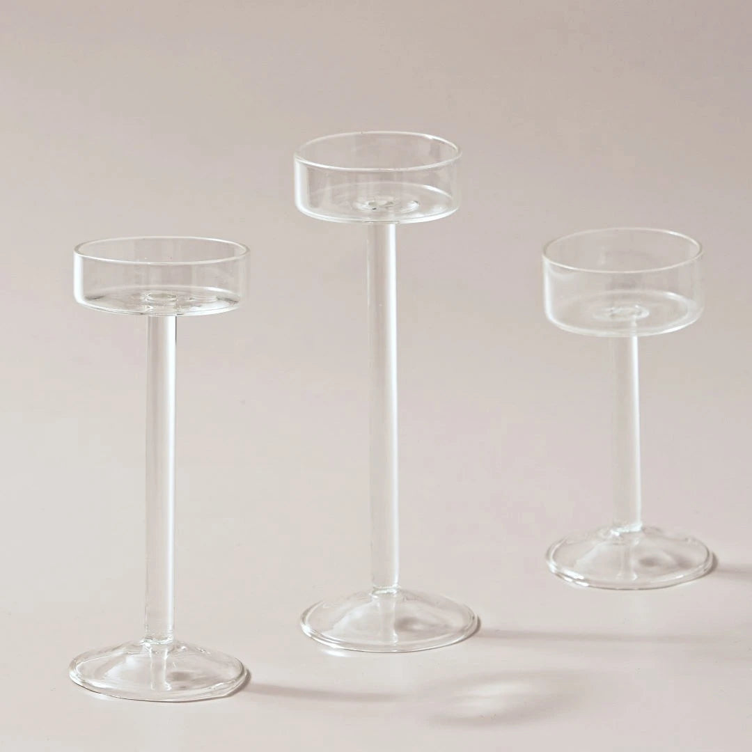 Elegant crystal candle set for table centerpieces and dinner settings.