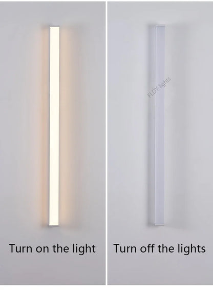Weatherproof modern LED wall sconce for outdoor spaces, IP65, long-strip style