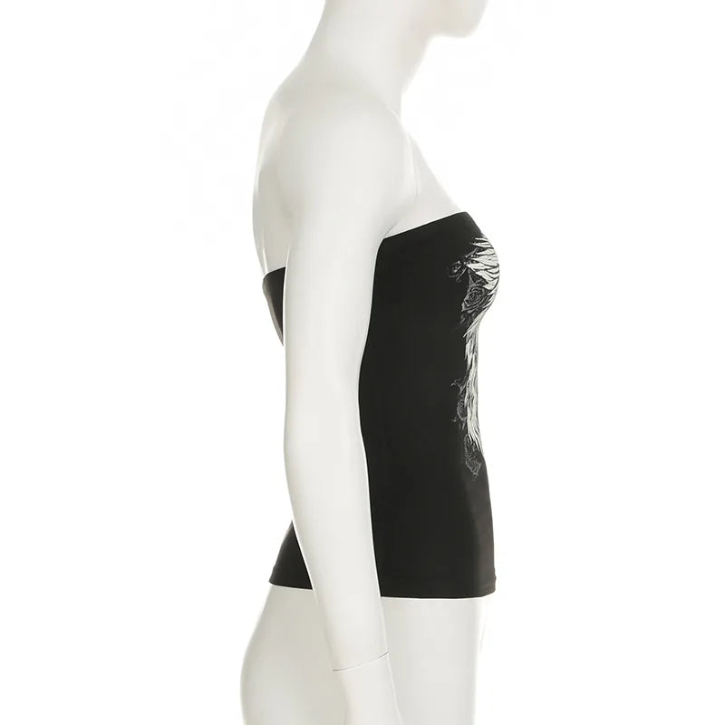 Women’s gothic black strapless tube top