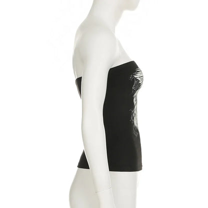 Women’s gothic black strapless tube top