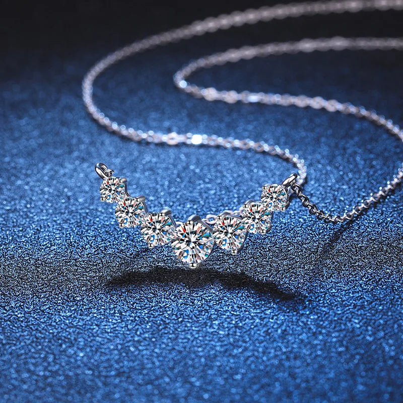 Moissanite Necklace – 925 Sterling Silver, 18K White Gold Plated