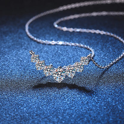 Moissanite Necklace – 925 Sterling Silver, 18K White Gold Plated