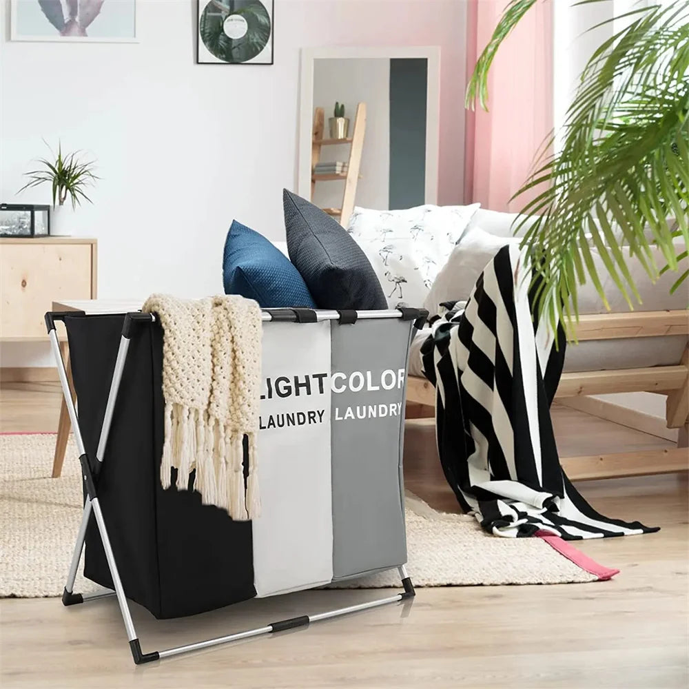 Multi-grid laundry hamper for neat and easy clothes sorting