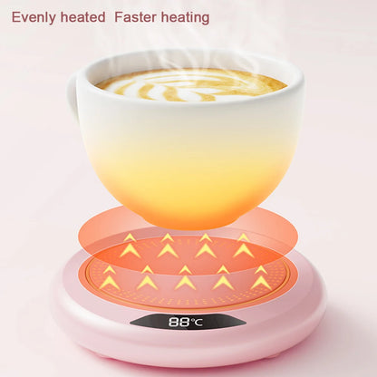 Compact USB beverage warmer with three temperature levels—perfect for hot drinks at your desk