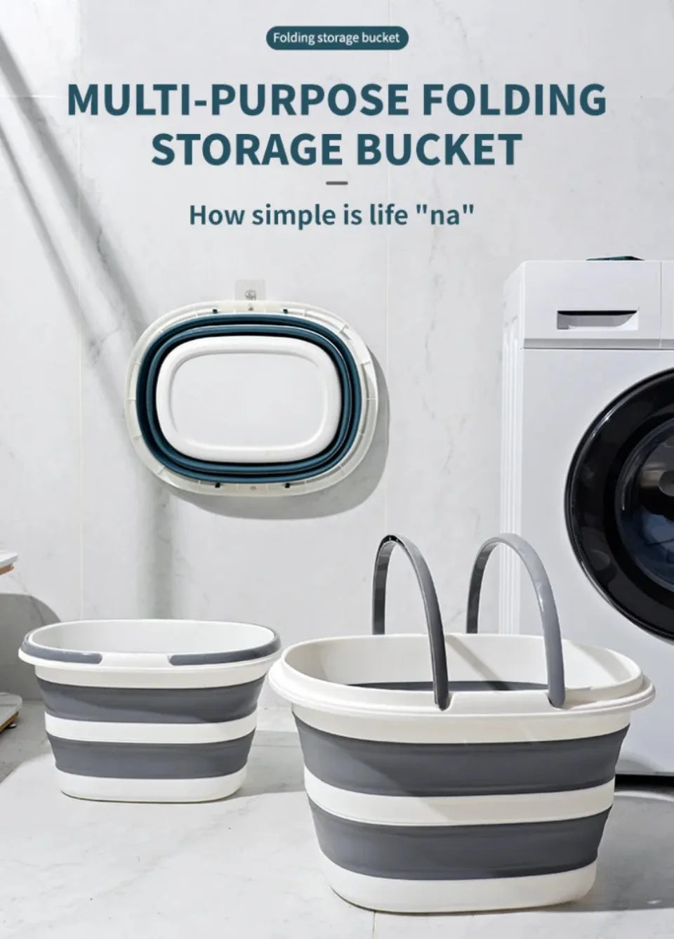 Lightweight foldable bucket—perfect for laundry, cleaning, and organizing