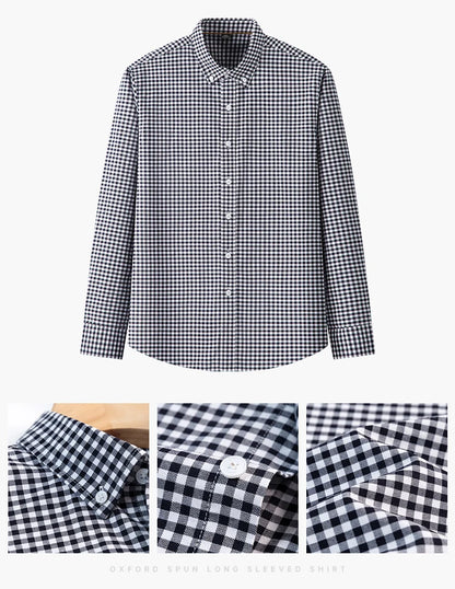 Premium 100% cotton Korean plaid shirt—slim fit, stylish, and comfortable
