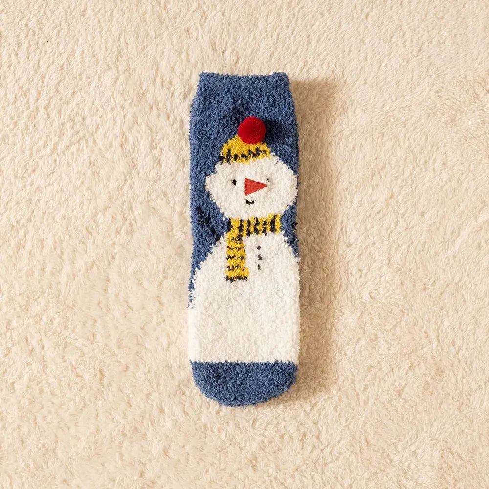 Cute Santa & Elk Socks – Thick Cozy Floor & Sleep Socks