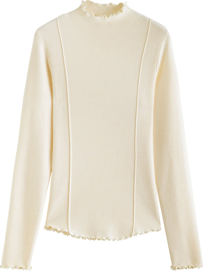 Women’s petite half-high collar embroidered knit sweater
