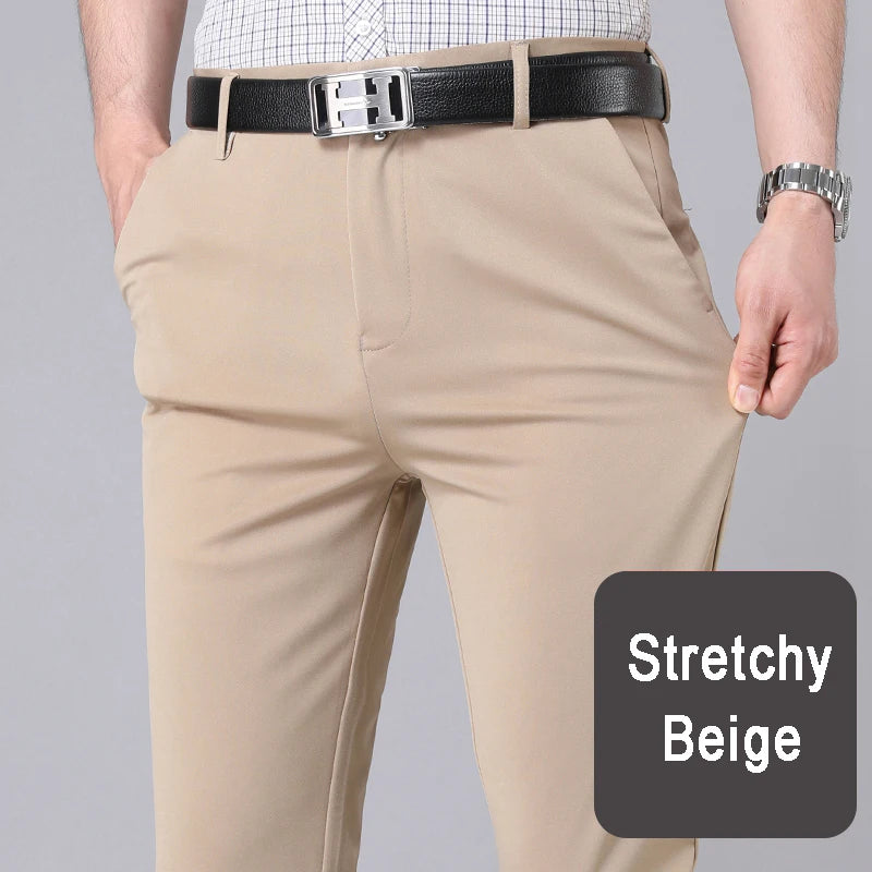 Men’s black stretch smart casual trousers