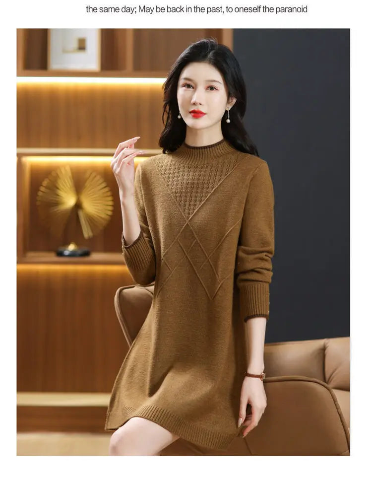 Women’s long-sleeve turtleneck knit sweater