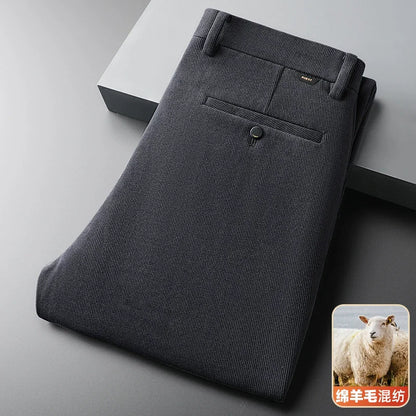 Straight-fit stretch trousers in black and blue