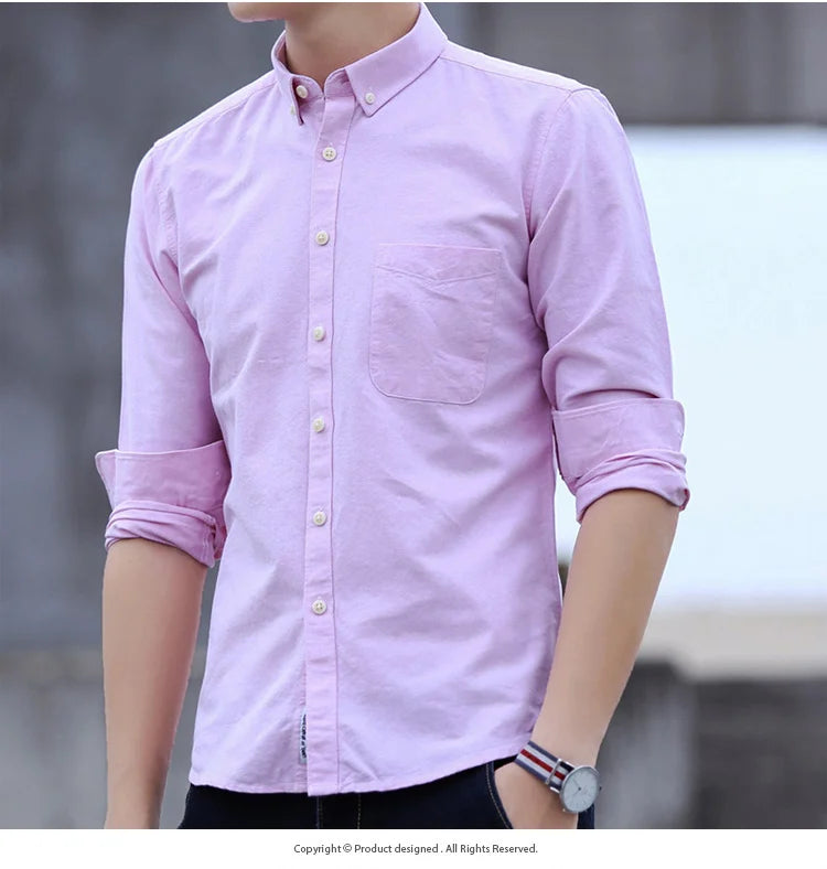 Men’s 100% cotton plaid shirt, stylish slim design for office or casual