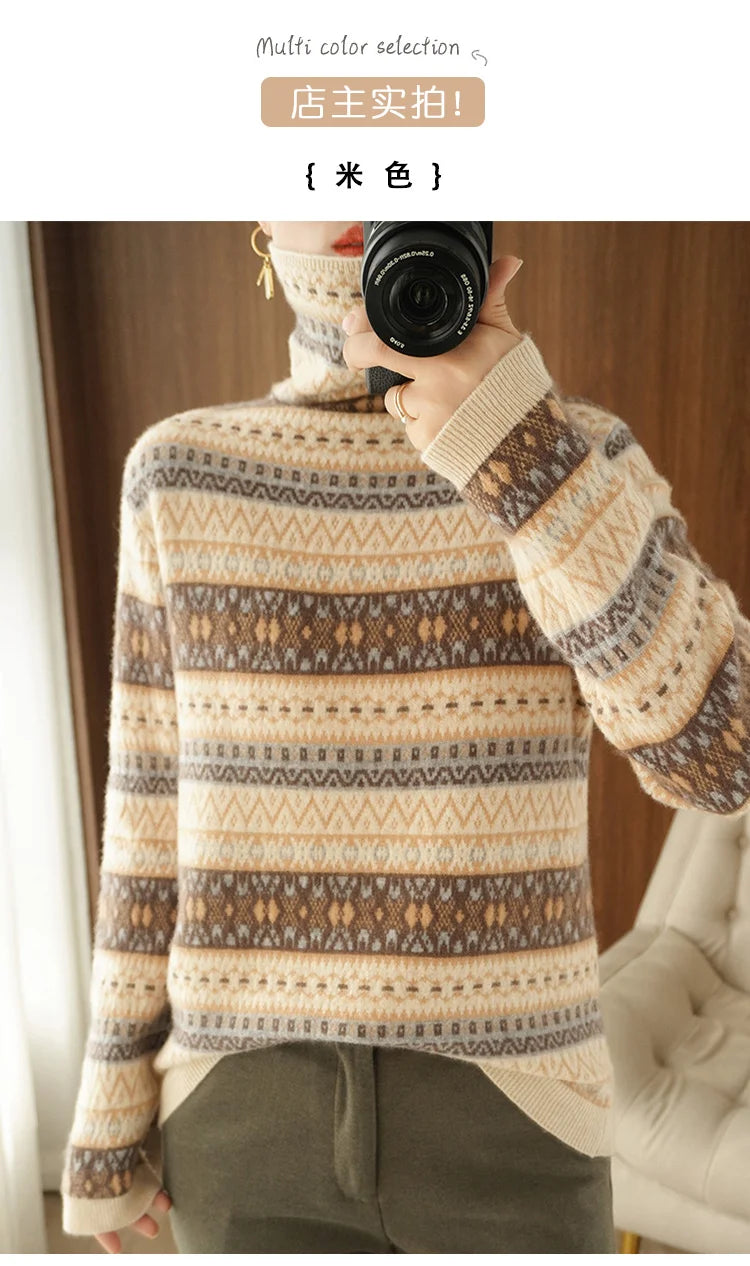 Women’s 100% wool cashmere high-neck sweater