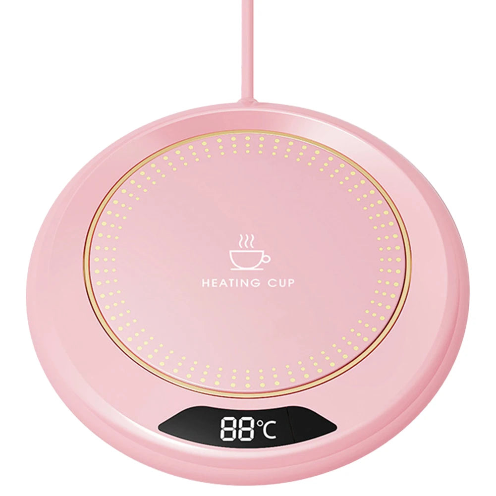 Compact USB beverage warmer with three temperature levels—perfect for hot drinks at your desk