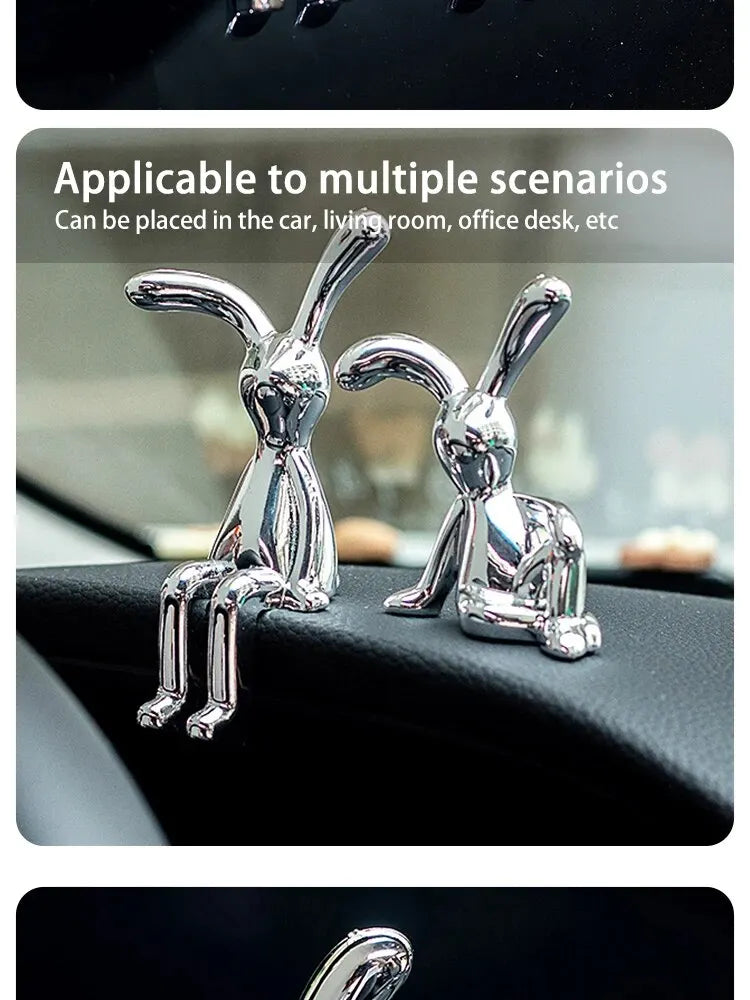 Adorable double rabbit ornaments for tabletop or shelf display