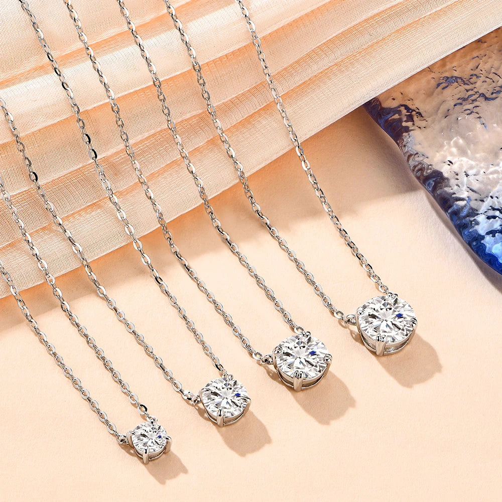 Women’s Moissanite Diamond Necklace – Silver Chain