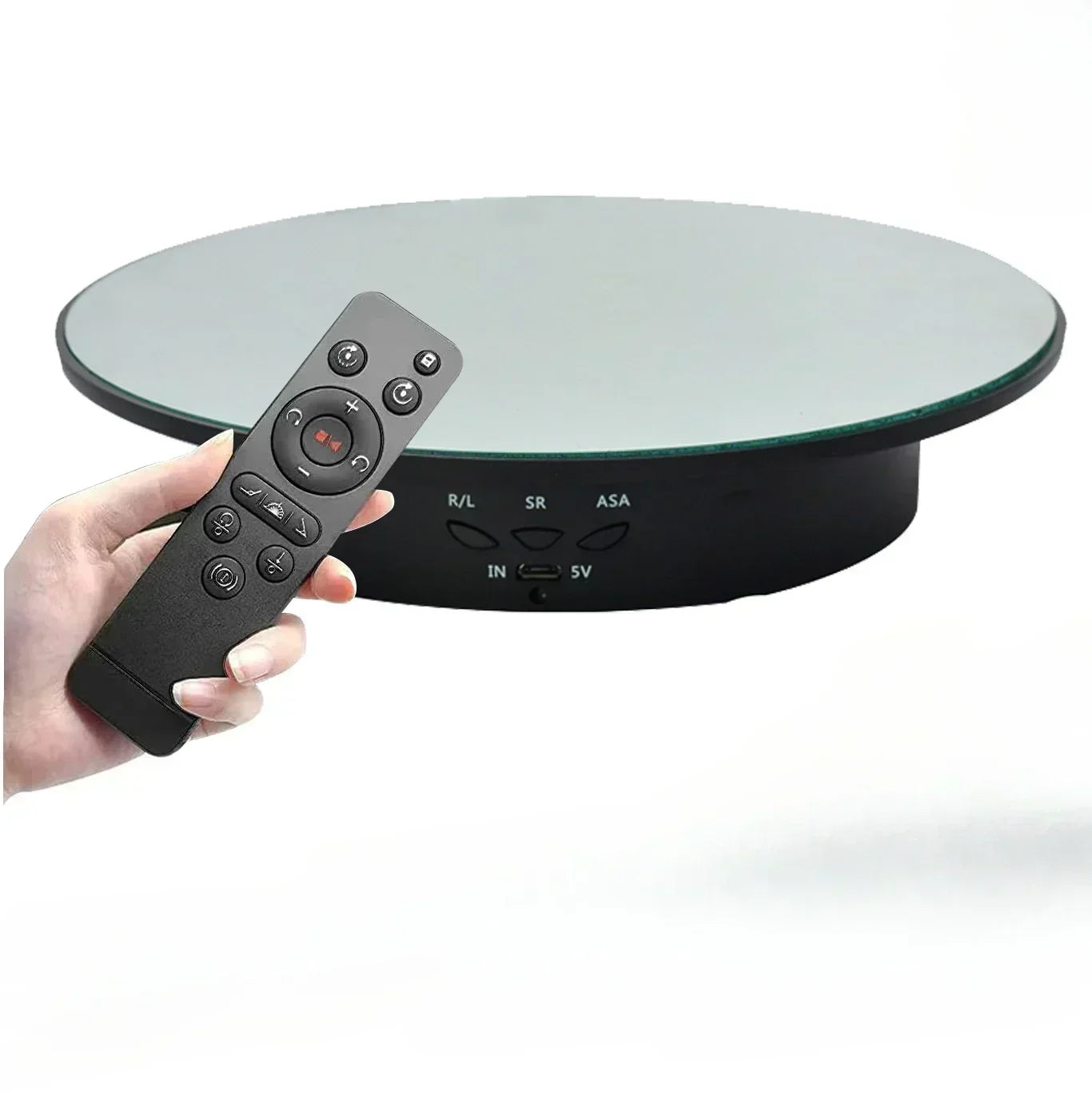 Remote-controlled rotating display for jewelry, collectibles, or video shoots