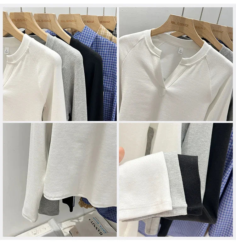 Women’s slim-fit V-neck long-sleeve T-shirt