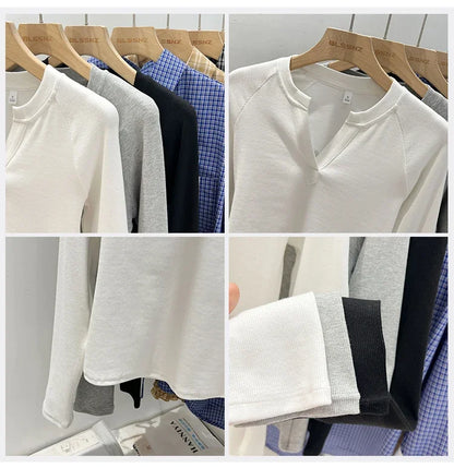 Women’s slim-fit V-neck long-sleeve T-shirt