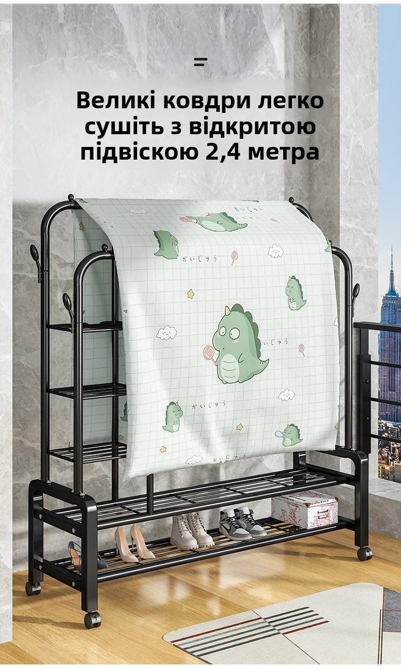 Freestanding clothes organizer for easy drying and hanging clothes