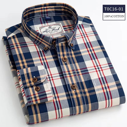 Premium cotton plaid shirt for men—clean, trendy, and comfortable