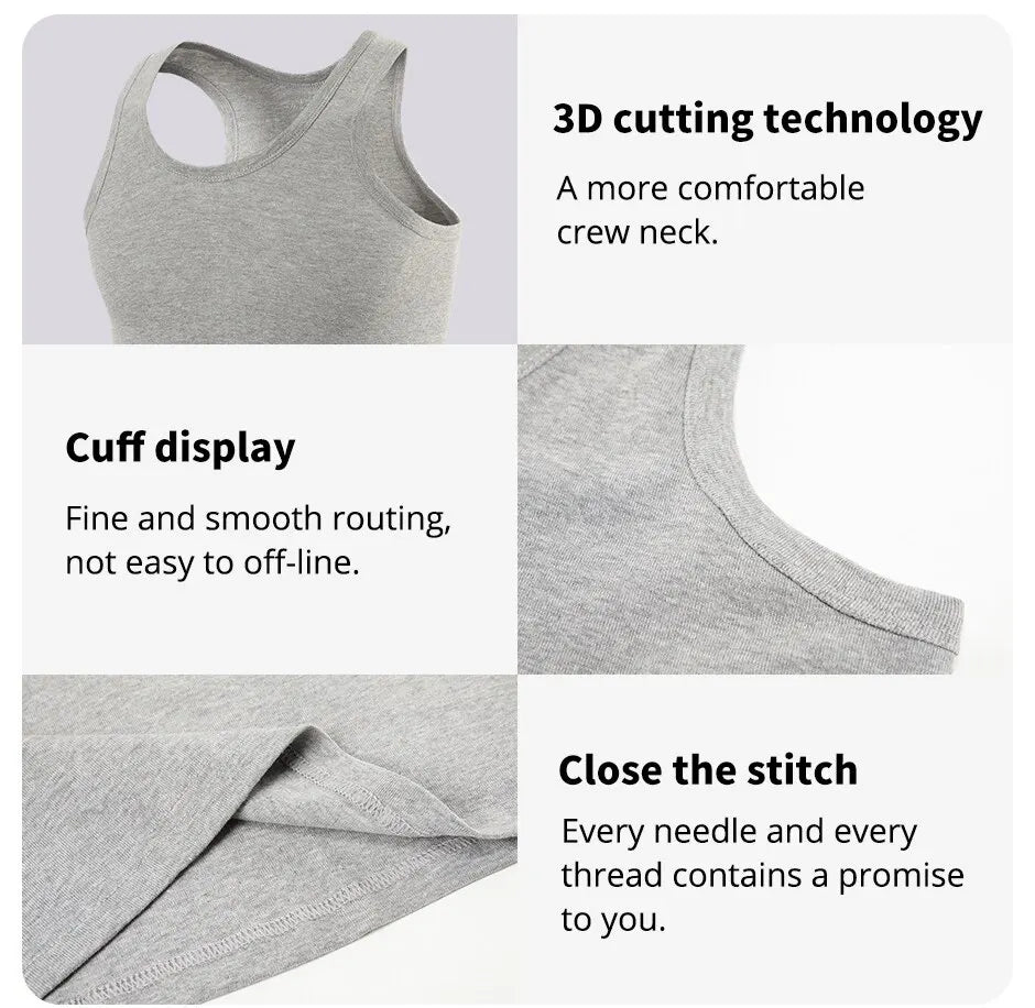 Men’s cotton sports skinny vest, 1/3/5 pack