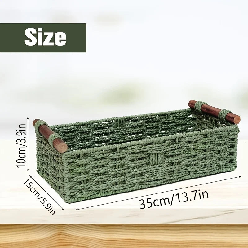 Durable wicker organizer basket—perfect for shelves, countertops, and décor