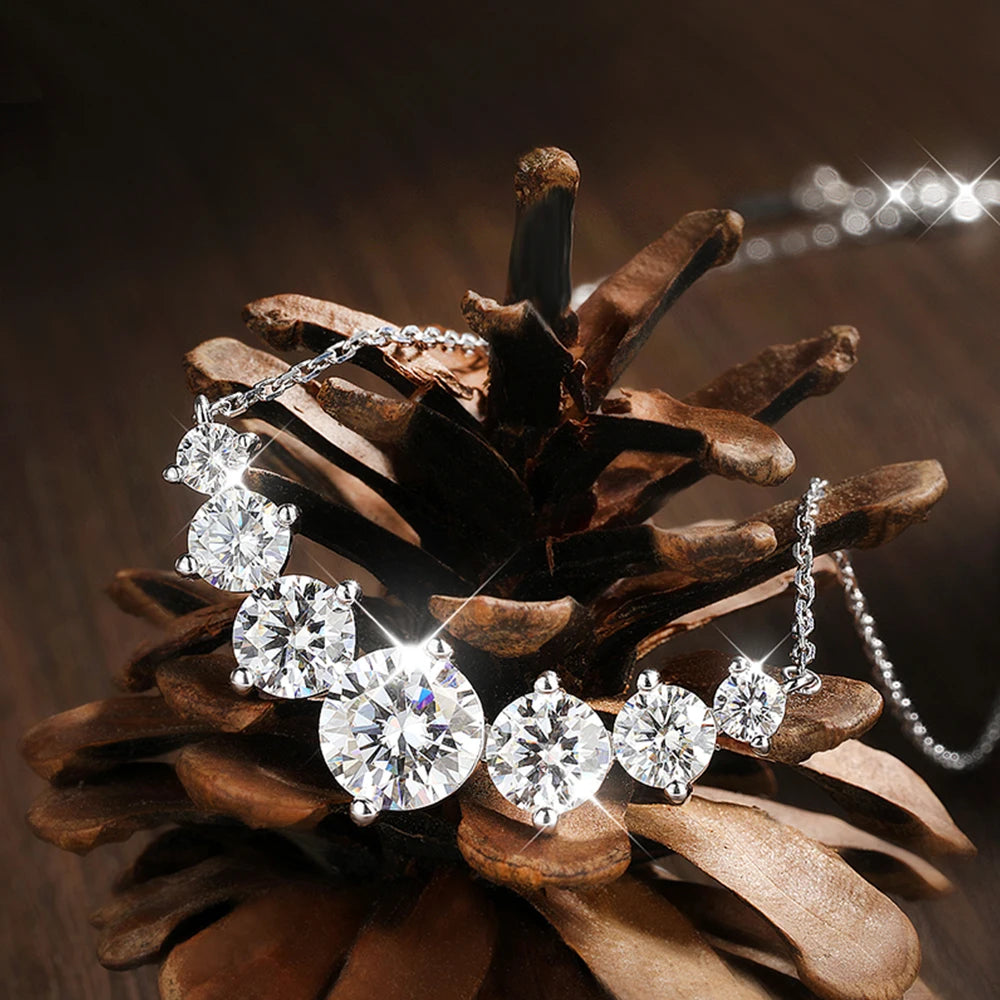 Moissanite Necklace – 925 Sterling Silver, 18K White Gold Plated