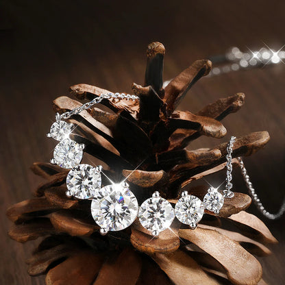 Moissanite Necklace – 925 Sterling Silver, 18K White Gold Plated