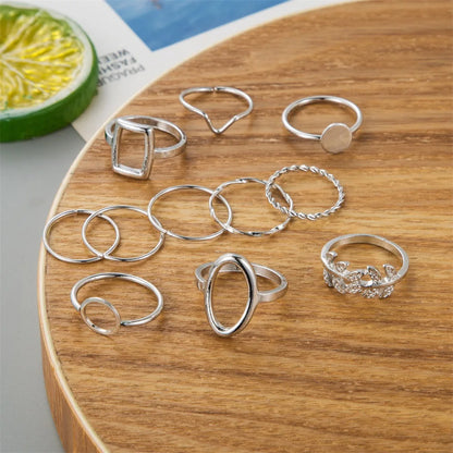 Chic Geometric Ring Set – 11PCS Trendy Party Jewelry