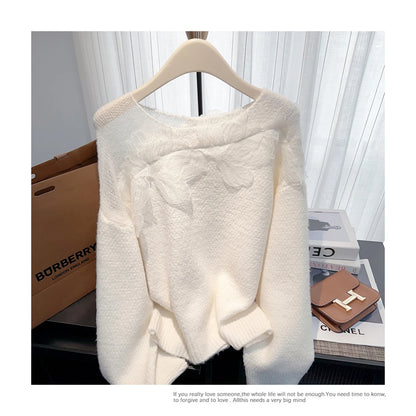 Women’s Korean lazy lace splicing sweater