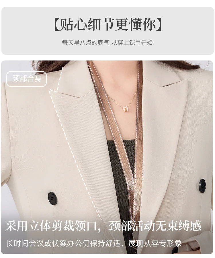 College-style blazer and pleated skirt outfit