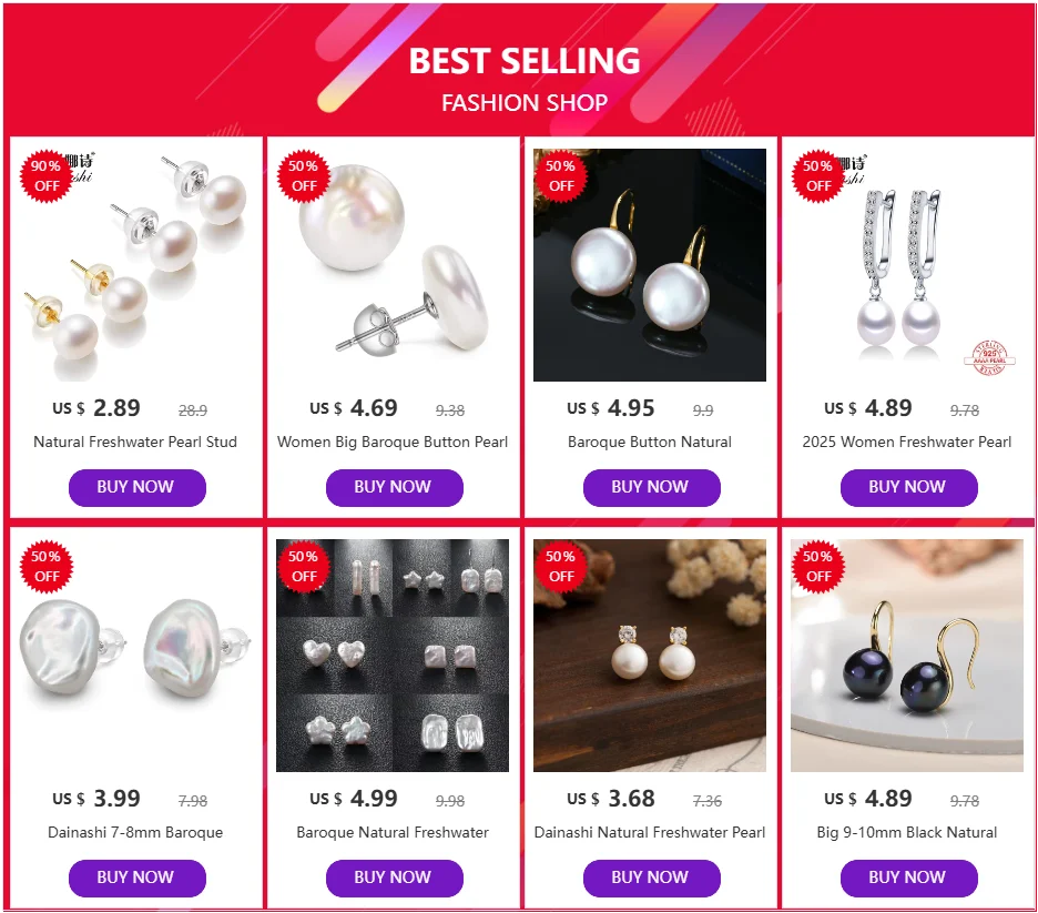 Freshwater Pearl Stud Earrings – 925 Sterling Silver