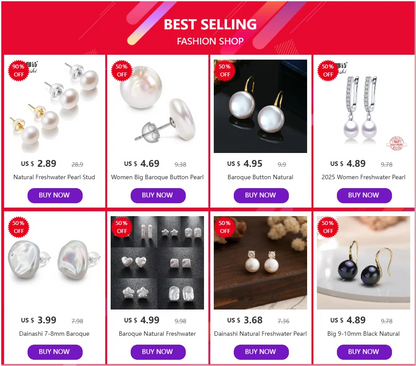 Freshwater Pearl Stud Earrings – 925 Sterling Silver