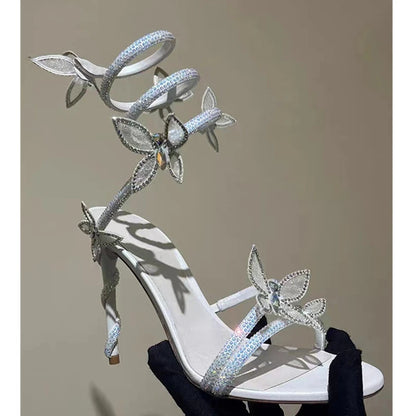 Crystal Butterfly Sandals – Sexy High Heel Gladiator Style