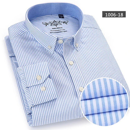 Men’s 100% cotton plaid shirt, stylish slim design for office or casual