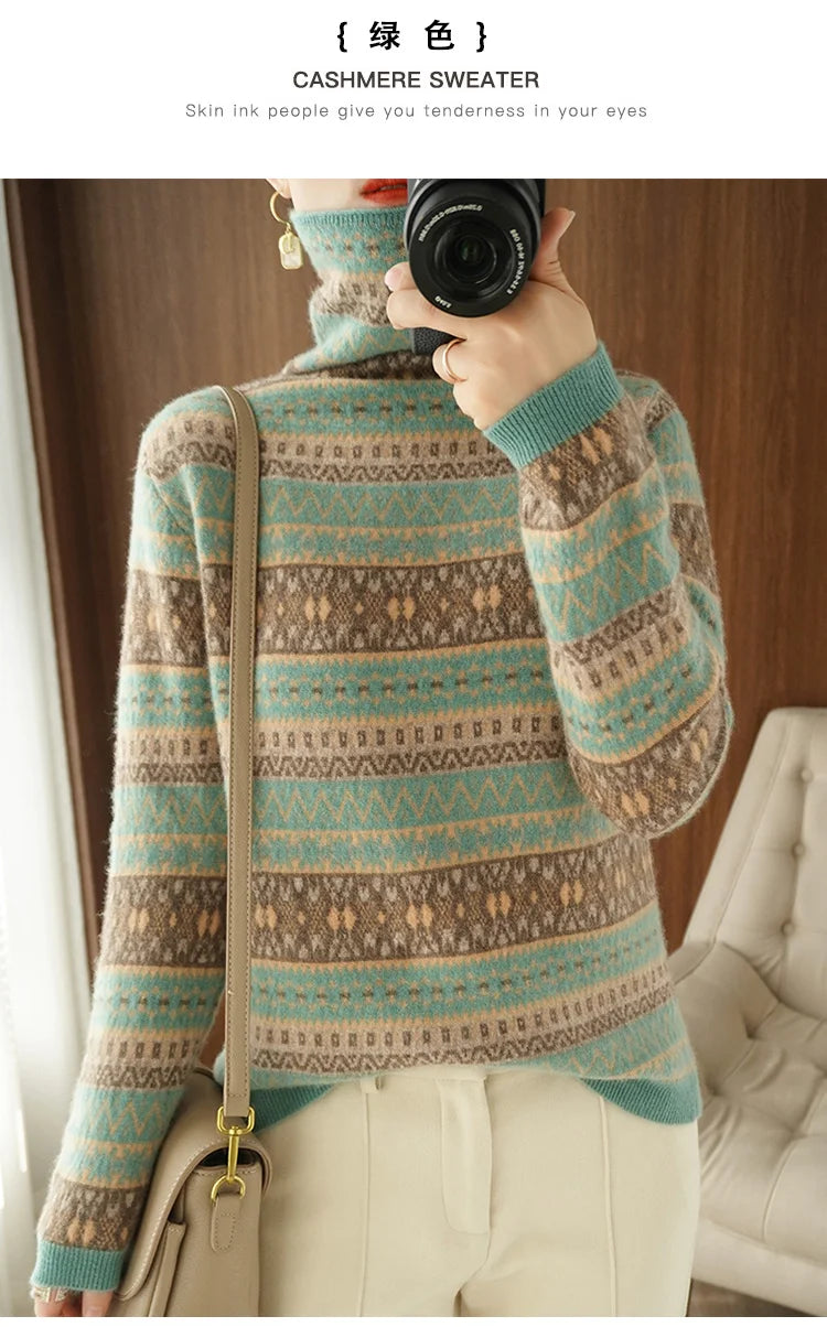 Women’s 100% wool cashmere high-neck sweater