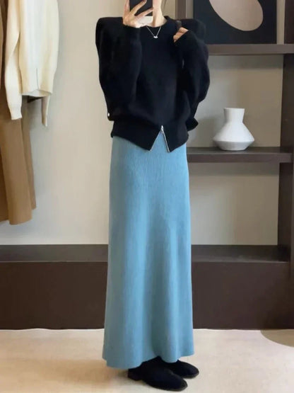 Women’s Korean-style pure wool swing skirt