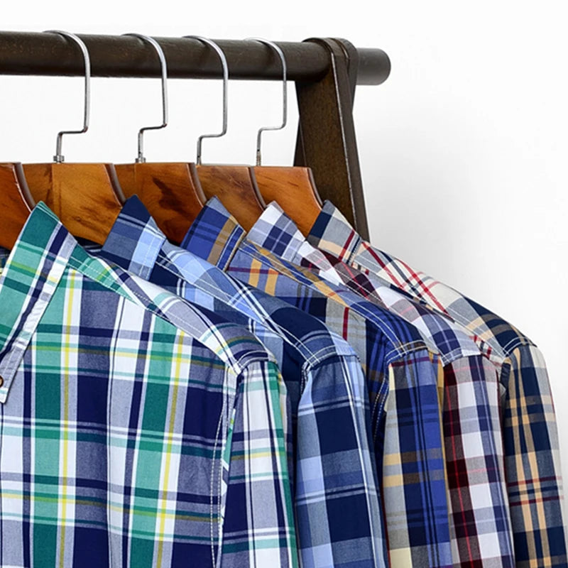 Premium cotton plaid shirt for men—clean, trendy, and comfortable