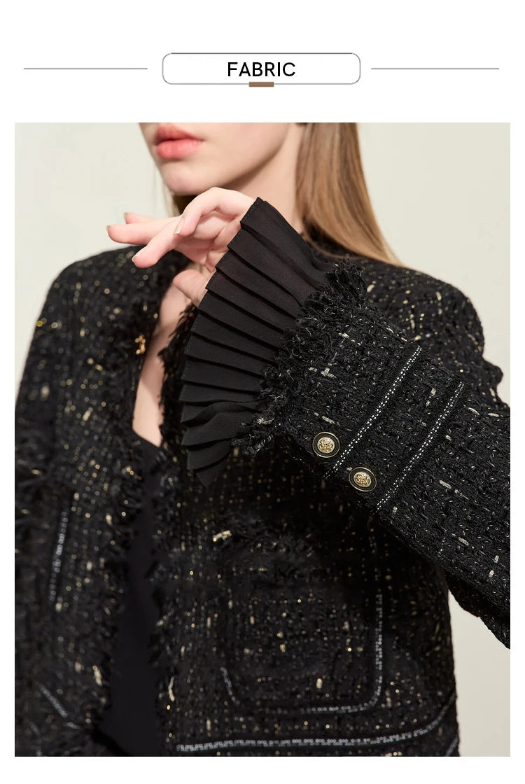 Women’s AMII minimalism chambray tweed short jacket