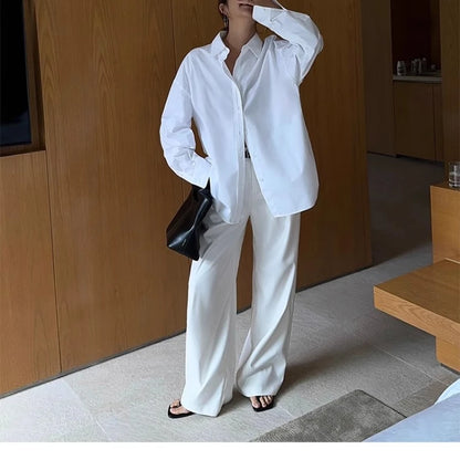 Loose drape casual straight trousers for office wear