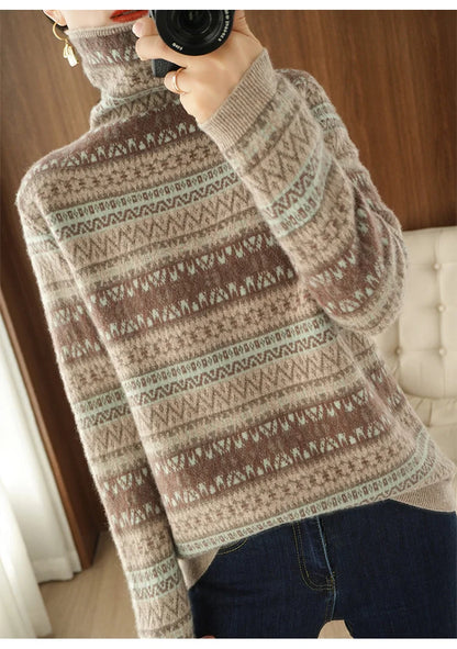 Women’s 100% wool cashmere high-neck sweater
