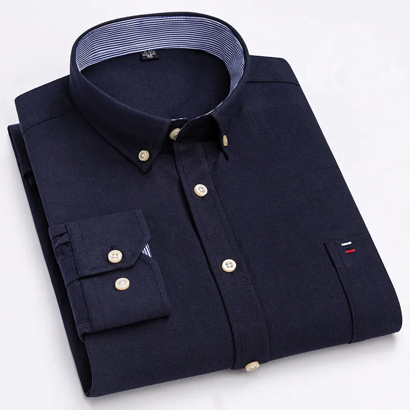 Smart casual cotton shirt with long sleeves, perfect for office or daily wear
