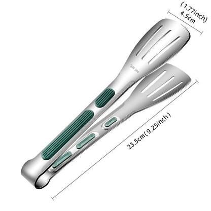 Non-slip stainless steel food tongs for cooking