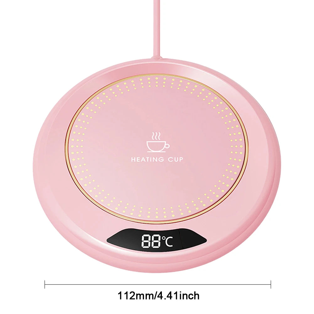 Compact USB beverage warmer with three temperature levels—perfect for hot drinks at your desk
