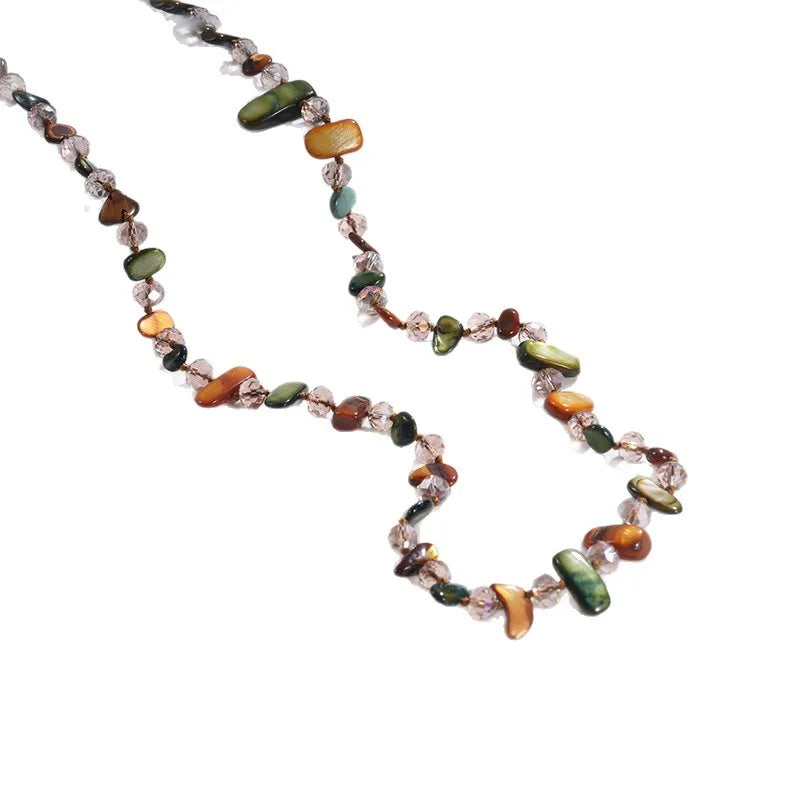 Bohemian Beaded Necklace – Multicolor Natural Stones & Shells