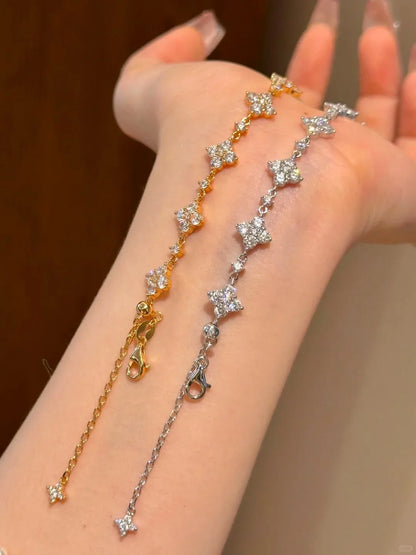 Foydjew 8-Flower Zircon Bracelet – Silver/Gold Women’s Jewelry