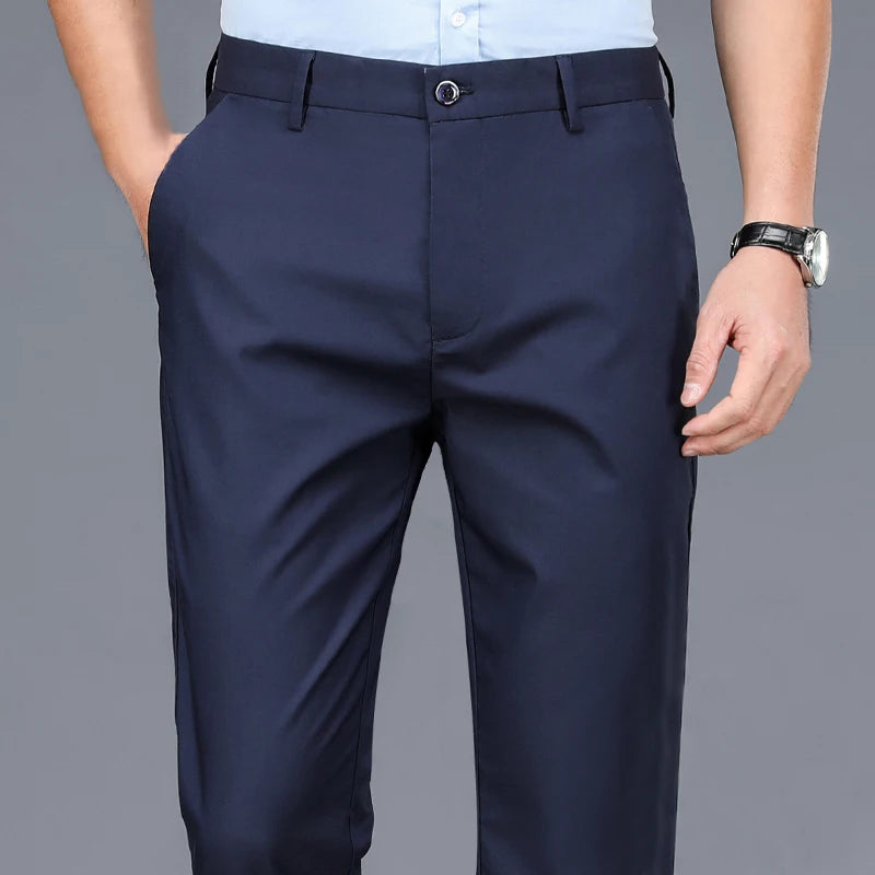 Men’s black stretch smart casual trousers
