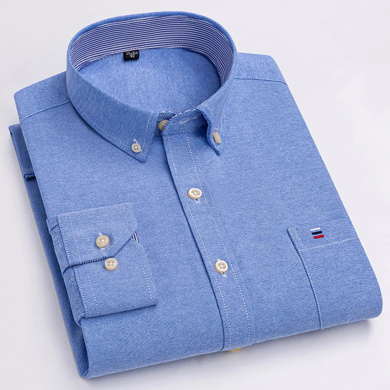 Smart casual cotton shirt with long sleeves, perfect for office or daily wear