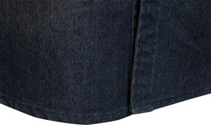 Men's casual solid - color long - sleeve denim shirt